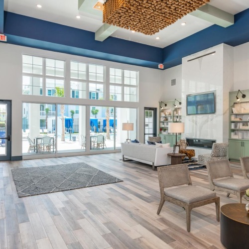 a large living room with a large glass ceiling